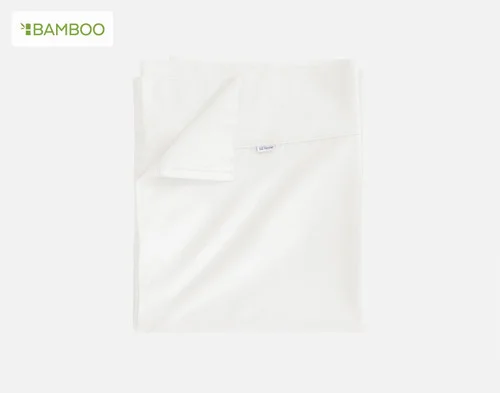 Our Bamboo Cotton Flat Sheet in White folded on a white background.