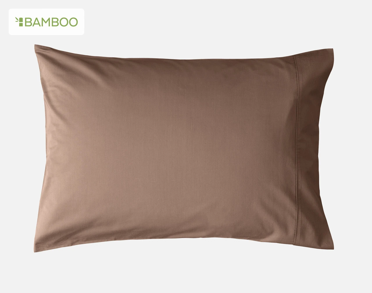 Our Bamboo Cotton Pillowcase in Mocha Whip on a blank background.