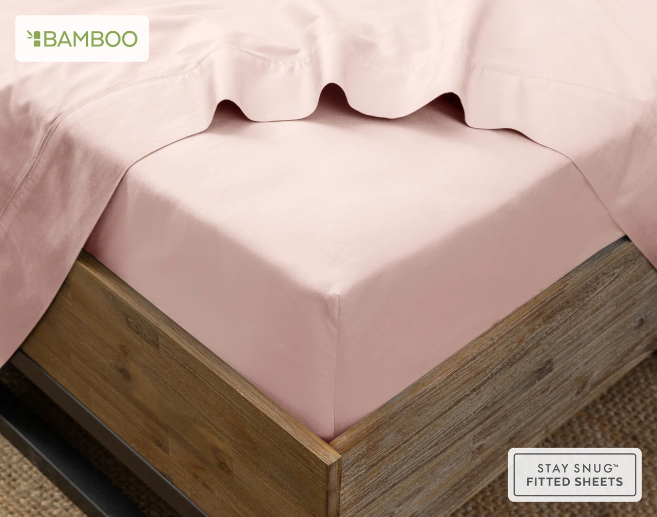 Our Bamboo Cotton Fitted Sheet in Petal with its matching flat sheet on top.