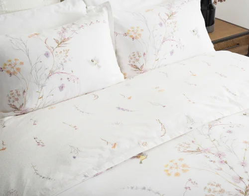 Closer view of our Elysium collection dressing the head of a bed.