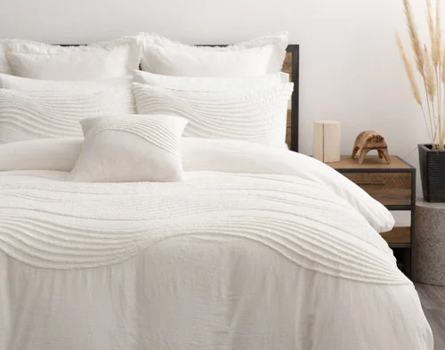 Image from above of our Savary collection dressing a bed in a modern room.