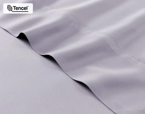 Close-up on the fitted and flat sheet of our BeechBliss TENCEL™ Modal Sheet Set in Lavender.