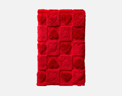Our Valentine's Fleece Throw - Etched Hearts folded into a rectangle on a white background.