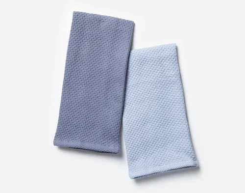 Top view of our Dusty Blue Cotton Knit Tea Towels.