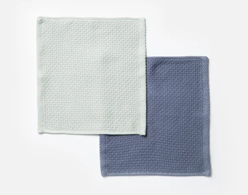 Top view of our Ocean Teal Cotton Knit Dishcloths.