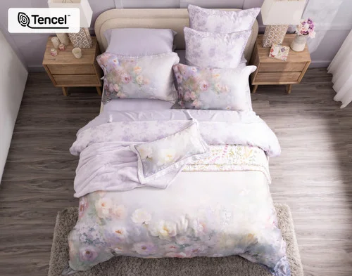 Top view of our Constance Duvet Cover to show its climbing design and sunset tone surface.