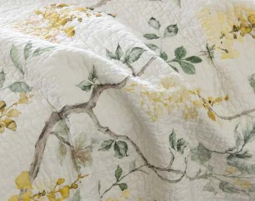 Close-up of the branching floral design on our Florian Quilt Set.