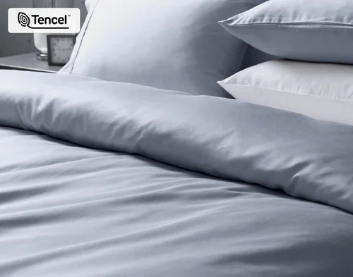 Angled view of a folded edge on our Cliffside Eucalyptus Luxe Duvet Cover.