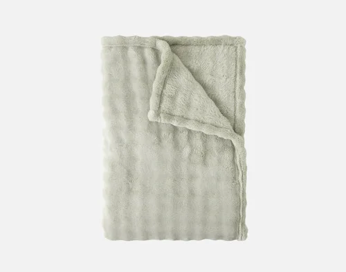 Our Sage Bubble Breeze Throw folded into a rectangle.