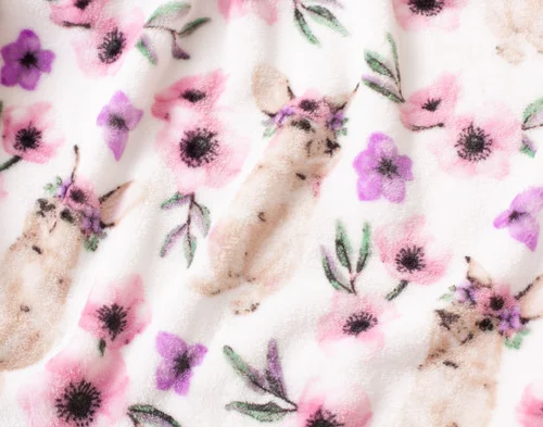 Close up the design on our Flowers Easter Fleece Throw.