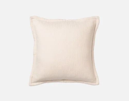 Our Bamboo Gauze Square Cushion Cover in Bone on a white background.