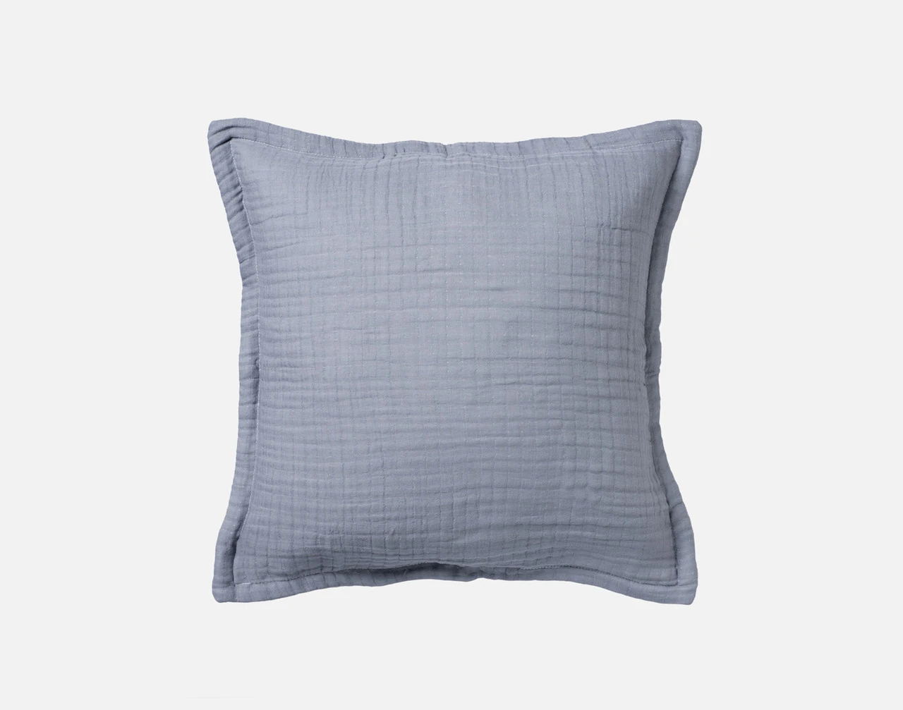 Our Bamboo Gauze Square Cushion Cover in Seaside on a white background.