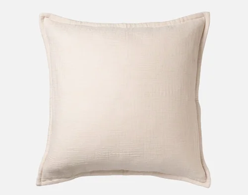 The front side of our Bamboo Gauze Euro Sham in Bone against a white background.