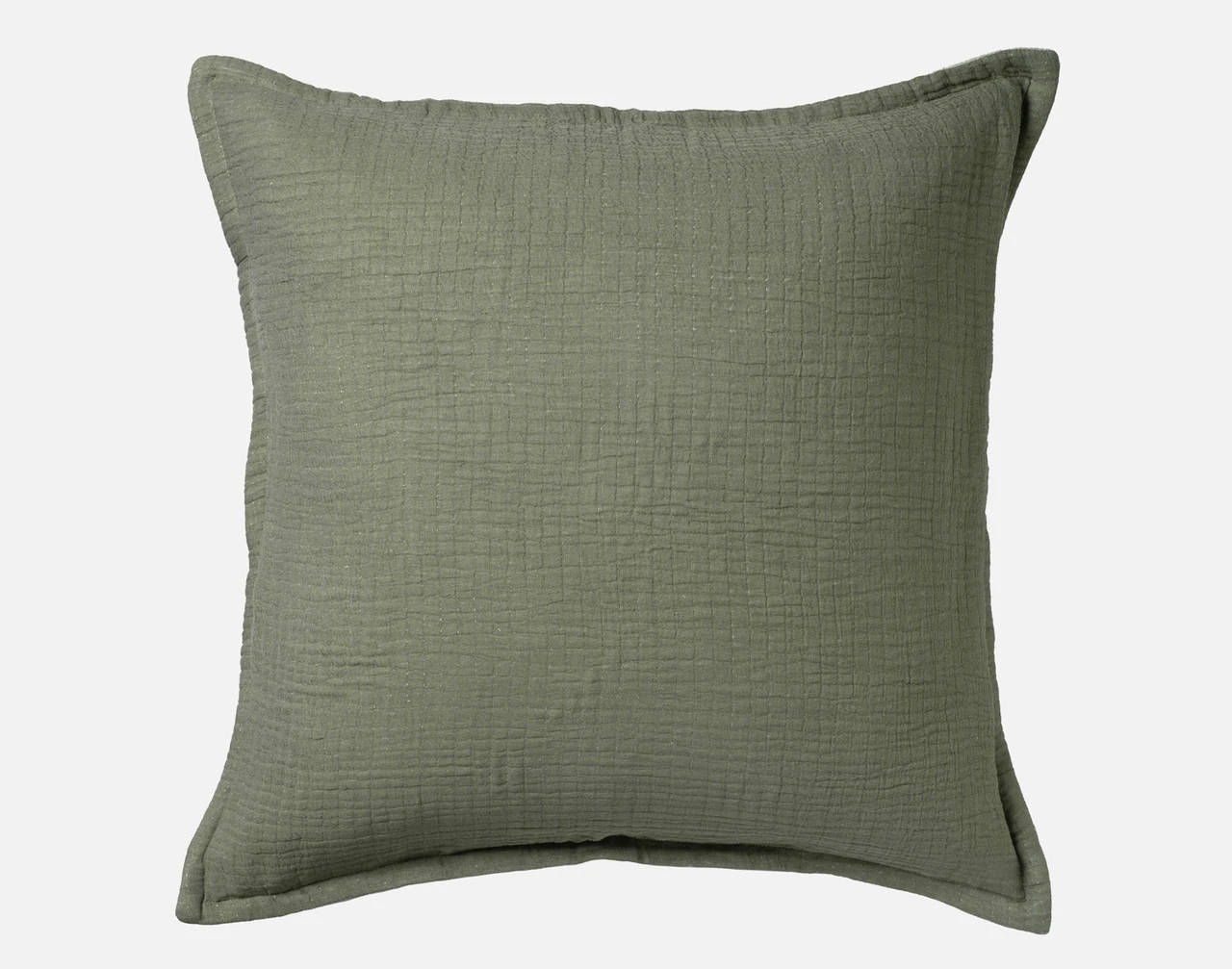 The front side of our Bamboo Gauze Euro Sham in Leaf against a white background.