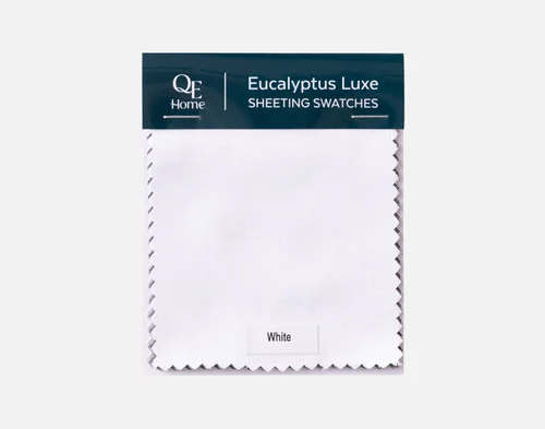 Top view of our Eucalyptus Luxe TENCEL™ Lyocell Sheeting Swatch booklet.