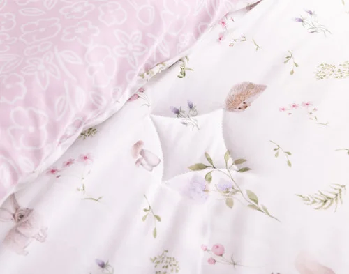Close up on the folded surface of our Meadow Kids' Bamboo Cotton Comforter Set.