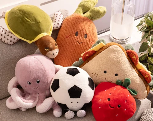 Our Octavia Octopus Cushion alongside all our other shape cushions.