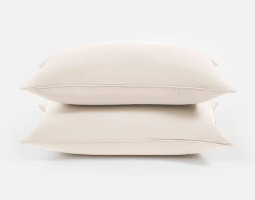 Side view of our Cloudstone Cool Touch Pillowcases stacked on top of each other.