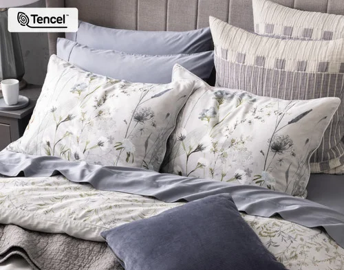 Our Greydon Pillow Shams dressing the head of a bed with accessories.
