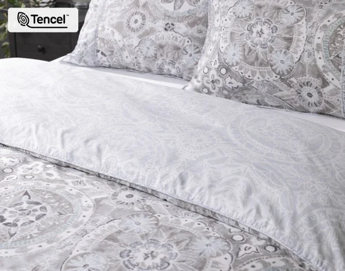Angled view of our Romano collection dressing the head of a bed.