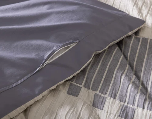 Close up view of the opening at the base of our Rocco Duvet Cover.
