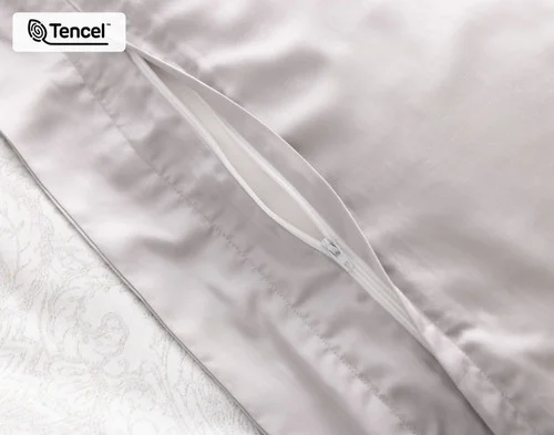 Close up on the edge of our Sterling Duvet Cover.