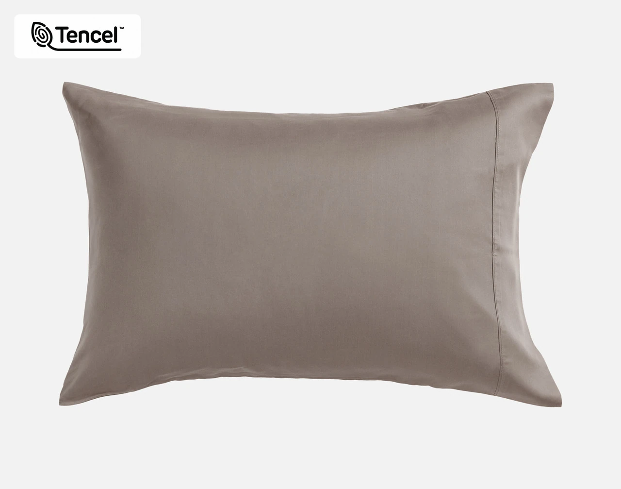 Front view of our BeechBliss TENCEL™ Modal Pillowcase in Bark resting against a solid white background.
