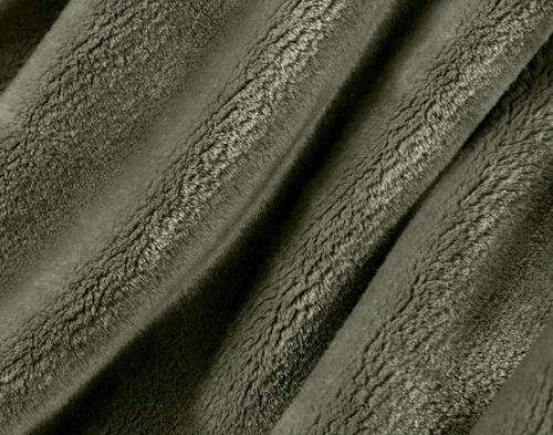 Close-up on our Velvet Plush Throw in Olive to show its soft velveteen texture.