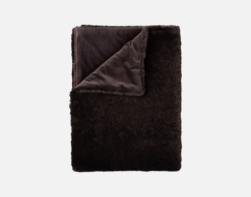 Our Espresso Poodle Faux Fur Throw neatly folded.