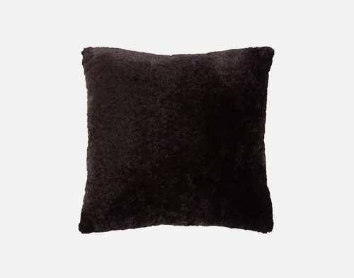 Front view of our Espresso Poodle Faux Fur Square Cushion.