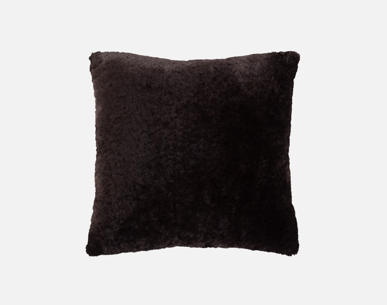 Front view of our Espresso Poodle Faux Fur Square Cushion.