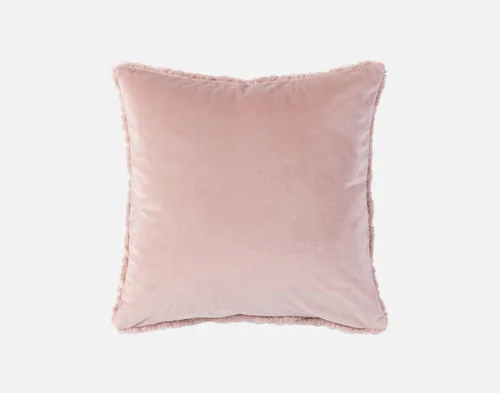 Reverse view of our Dusty Rose Poodle Faux Fur Square Cushion.