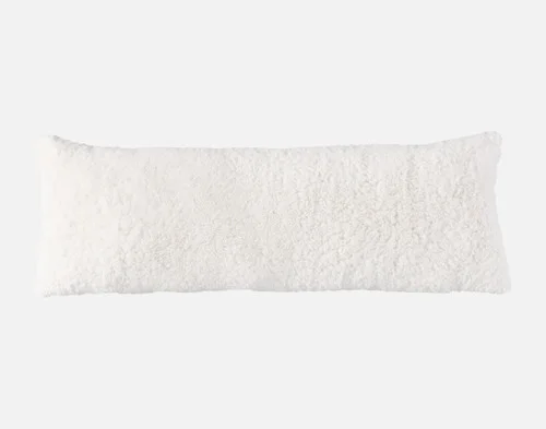 Front view of our Ivory Poodle Faux Fur Lumbar Pillow.