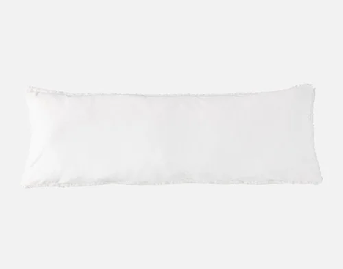 Reverse view of our Ivory Poodle Faux Fur Lumbar Pillow.