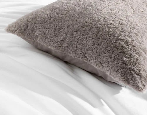 Close-up of the corners and edge on our Ashwood Poodle Faux Fur Euro Sham.