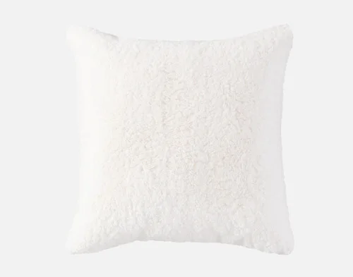Front view of our Ivory Poodle Faux Fur Euro Sham.