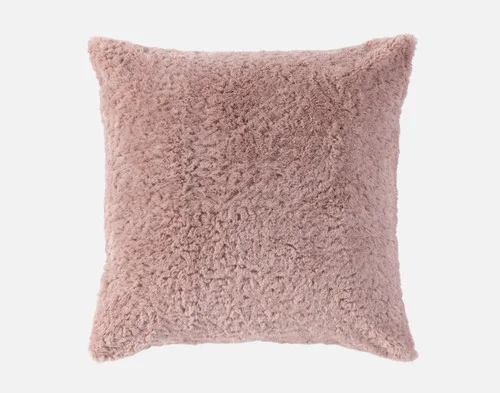 Front view of our Dusty Rose Poodle Faux Fur Euro Sham.