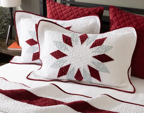 Front view of the pillow shams from our Noelle Wreath Quilt Set.