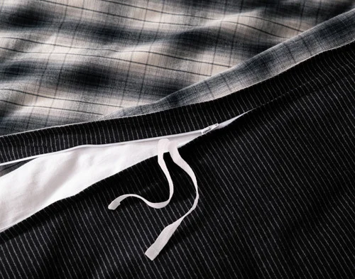 Close up on the end ties of our Bailey Duvet Cover.