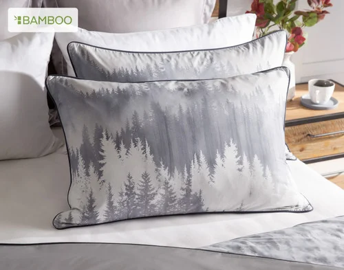 Our Mountainscape Pillow Shams dressing the head of a bed.