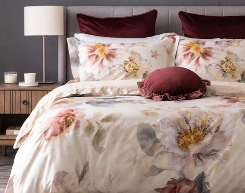 Front, off-centre view of our Solenna Duvet Cover.