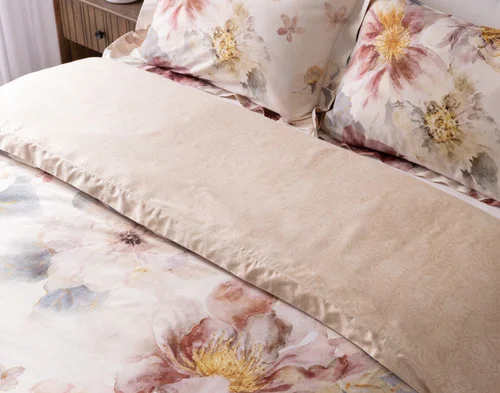 Angled view of our Solenna Duvet Cover and Pillow Shams.