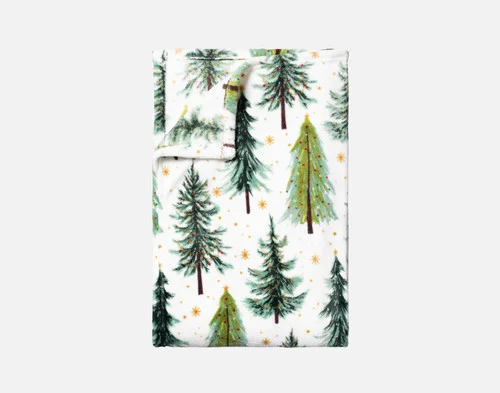 Our Holiday Fleece Throw - Merry Pines folded into a rectangle against a white background.