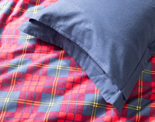 Reverse view of our Bramble Ridge Cotton Flannel Comforter Set to show its smooth backing and envelope enclosure.