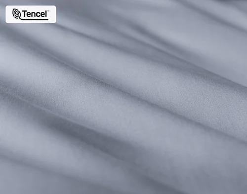 Close-up of the buttery soft surface on our Cliffside Eucalyptus Luxe Duvet Cover Set.