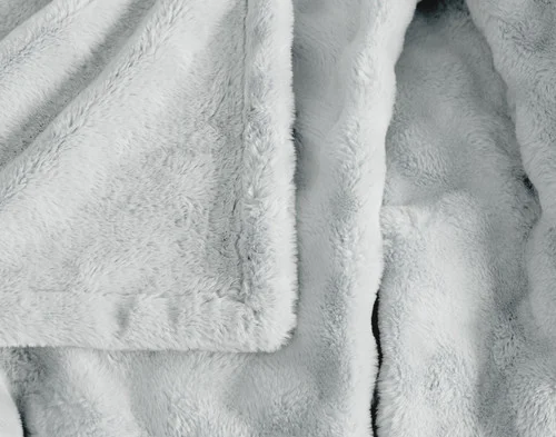 Close up on our Grey Dove Mini Bubble Throw.