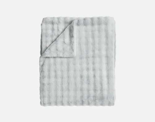 Our Grey Dove Mini Bubble Throw folded into a square.