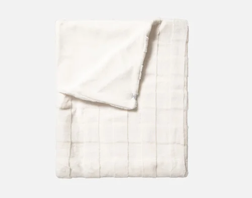 Our Etched Check Throw - Frost folded into a rectangle on a white background.