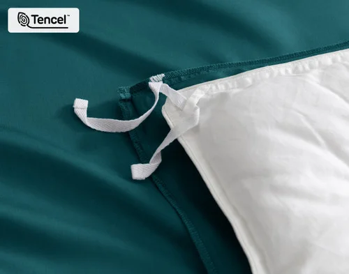 Close-up on the inner duvet ties at the corner of our Jungle BeechBliss Duvet Cover Set.
