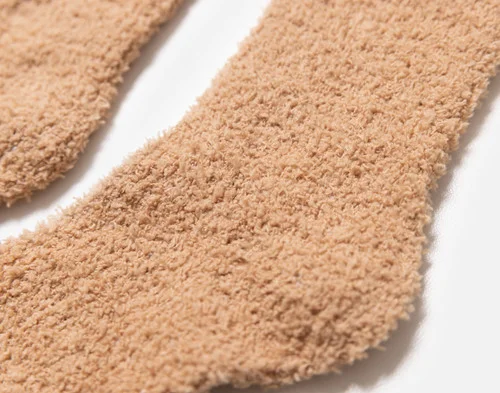 Close-up of the fluffy surface on our Brown Lounge Socks.